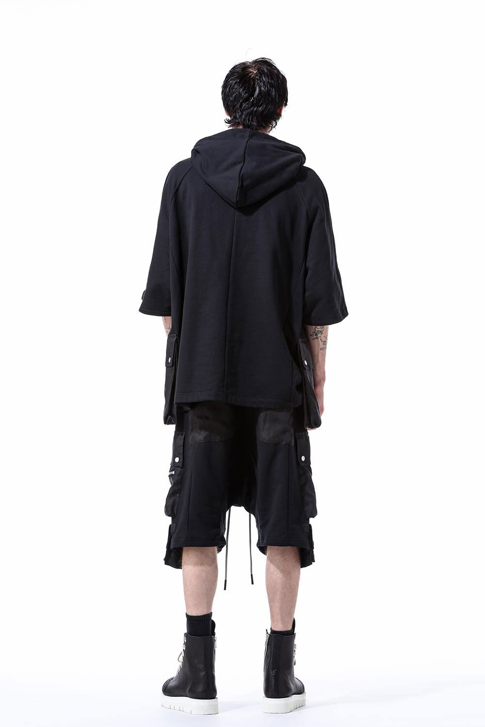 リネンコンビスウェットショーツ / Linen Combi Sweat Shorts / ブラック / ag-11035