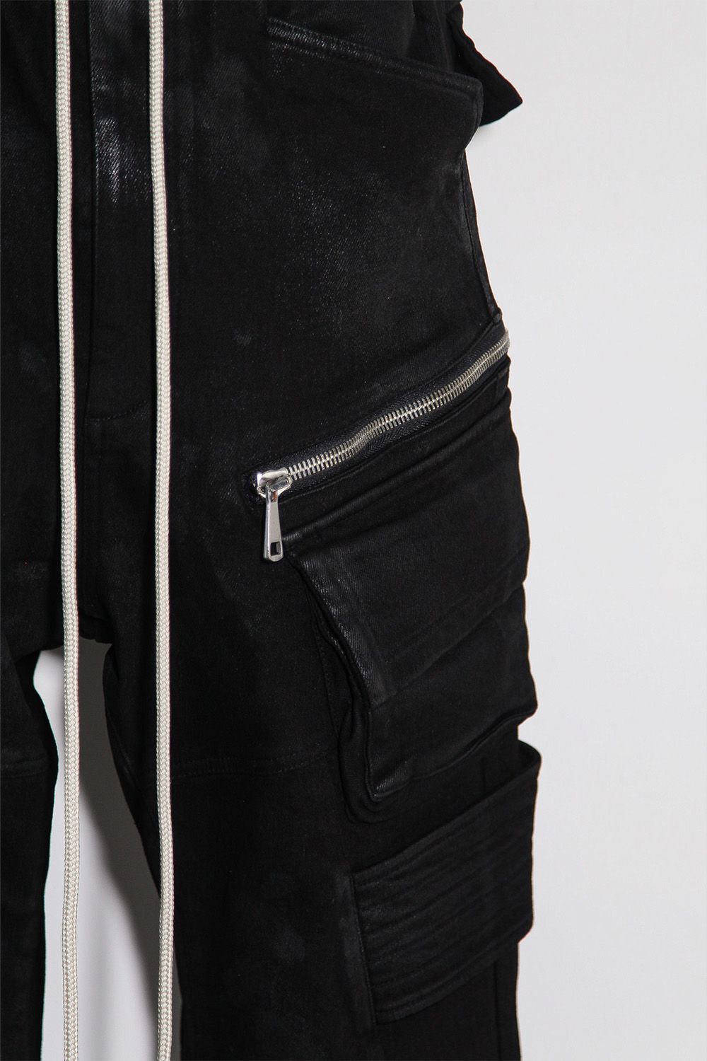 【コーティングあり】ベルトカーゴジョガーデニム / COATED BELT CARGO JOGGER DENIM / ブラック / ag-12064-2