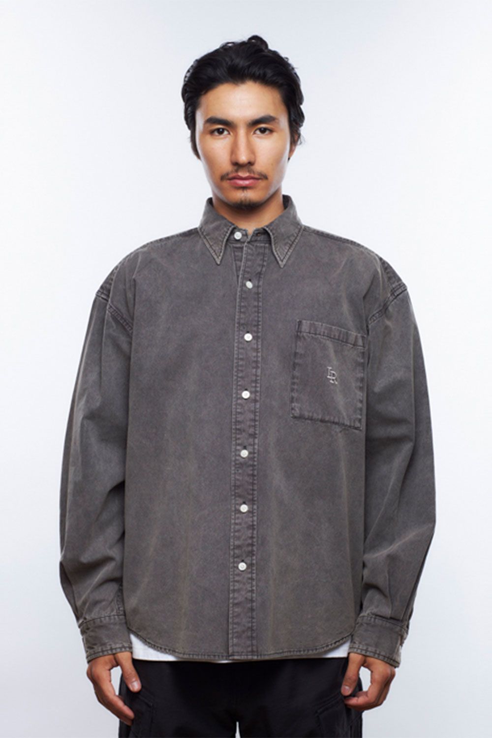 GARMENT DYED OXFORD SHIRT / チャコール
