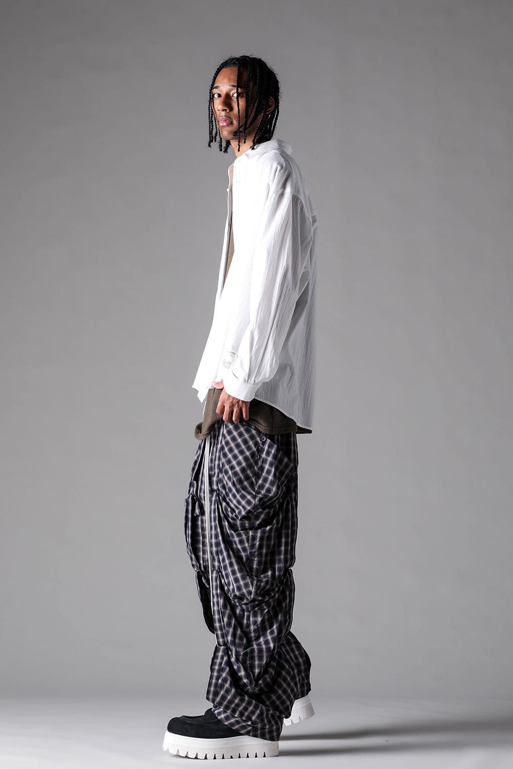 Plaid Side Layered Pants