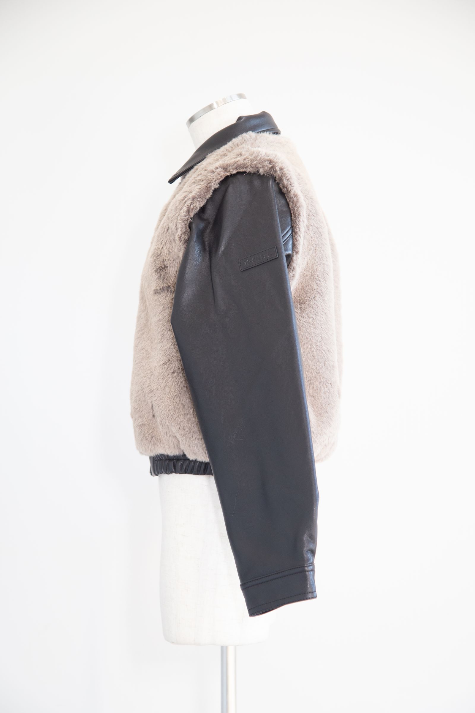 X-girl - FAUX FUR CONVERTIBLE JACKET / ブラック | Tempt