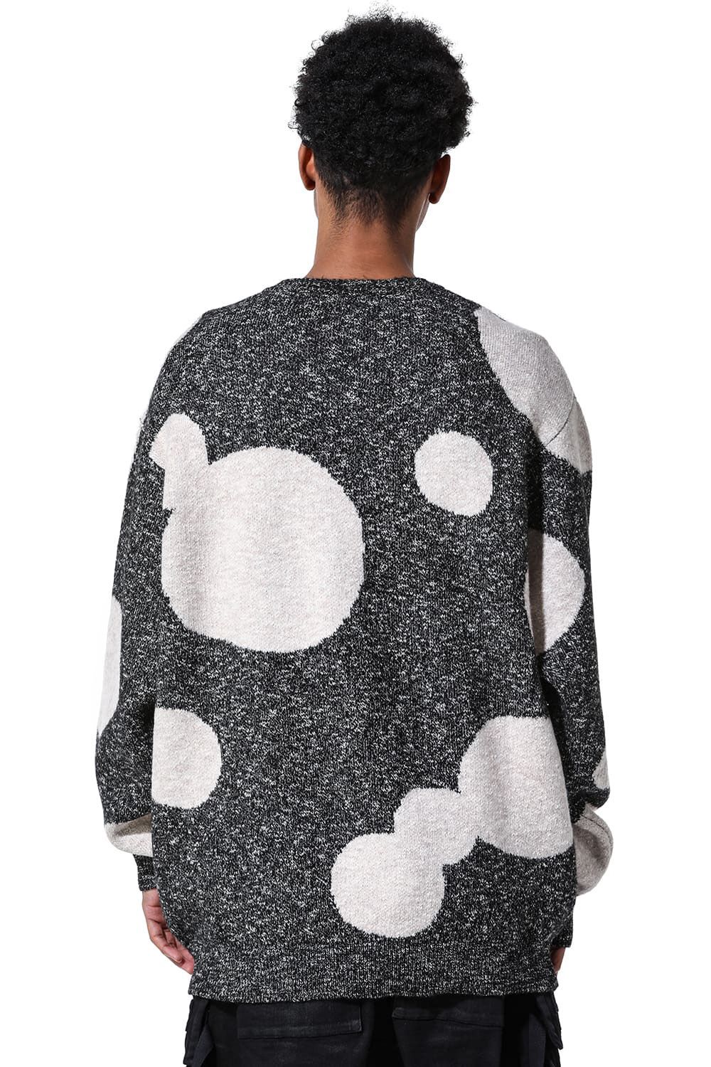 ドット模様リラックスフィットニット / Polka Pattern Knit Top / グレー×ベージュ / ag-8011