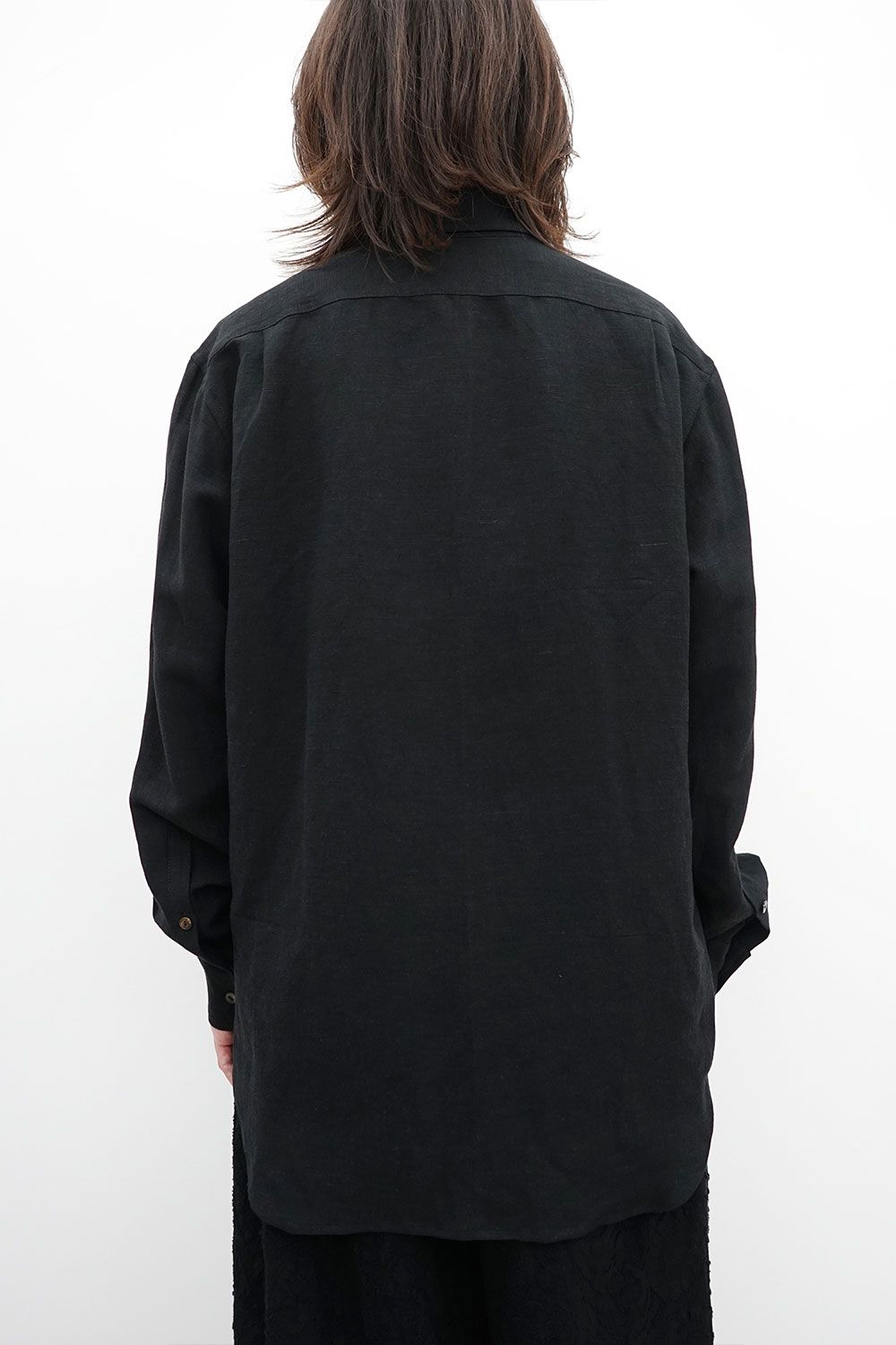 Air-Dried Linen Viscose Dress Shirt / ブラック