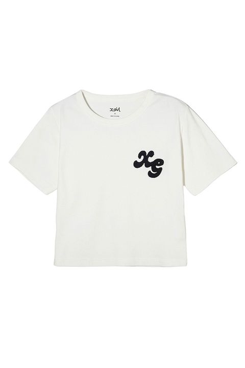 CHENILLE EMBROIDERED LOGO S/S TOP / ホワイト