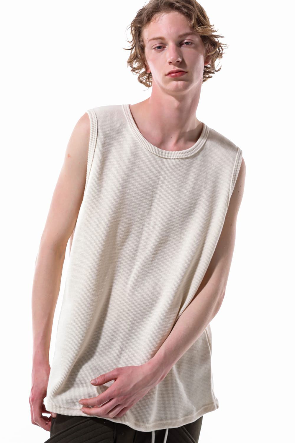 [ラスト1点 サイズ3] ミドル丈ワッフルタンクトップ / Middle Length Tank Top / オリーブ / ag-10096-1
