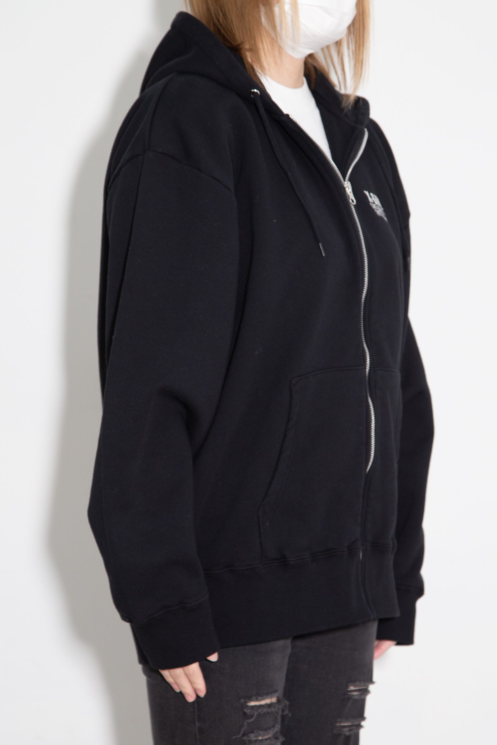 CIRCLE MESSAGE AND FACE ZIP UP SWEAT HOODIE / ブラック