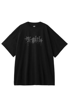 RHINESTONE STARDUST LOGO S/S TEE DRESS / ブラック