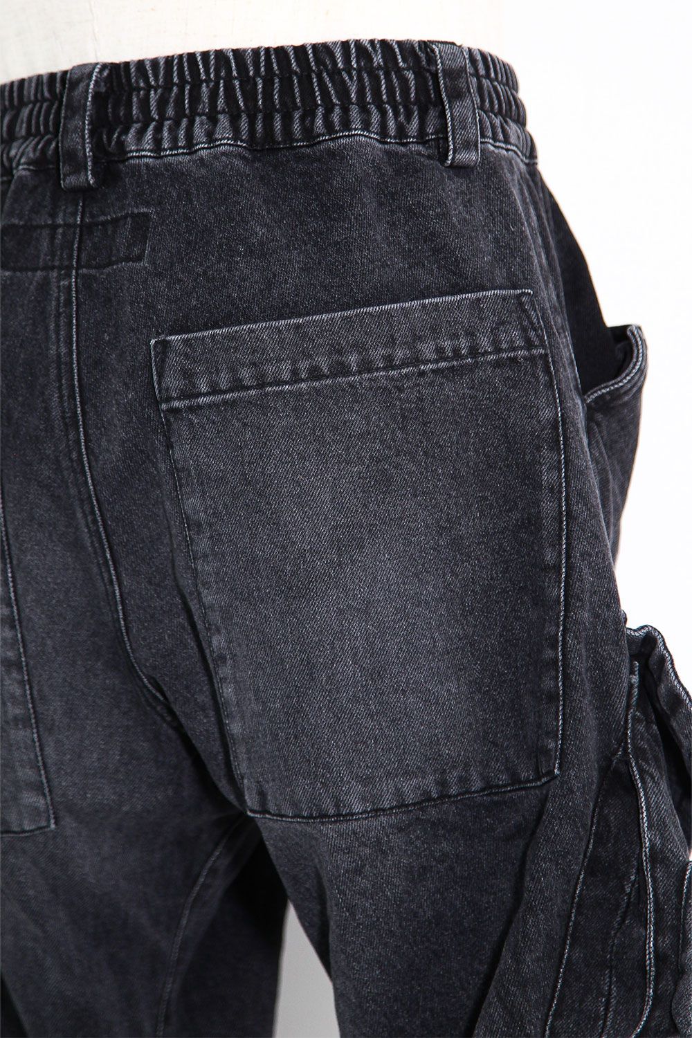 デニムカーゴタックバギーパンツ / Denim Cargo Tuck Baggy Pants / ブラック / ag-11018-3