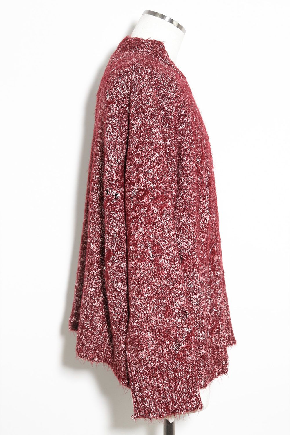 [ラスト1点 サイズ3] リラックスフィットダメージニット / Damage Knit Top / レッドミックス / ag-8013