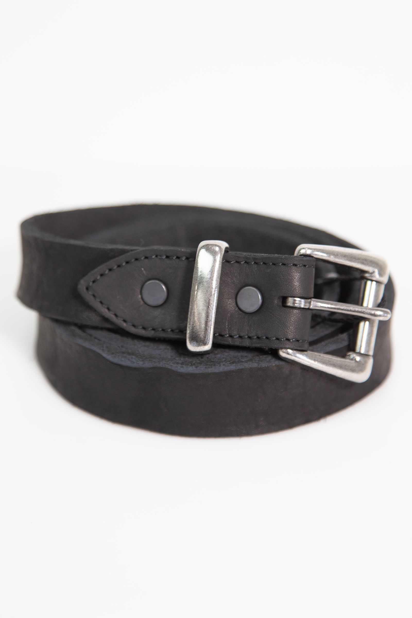 [ラスト1点] JP SHOULDER GARMENT-DYED ROLLER-BUCKLE BELT【30mm】  / ブラック