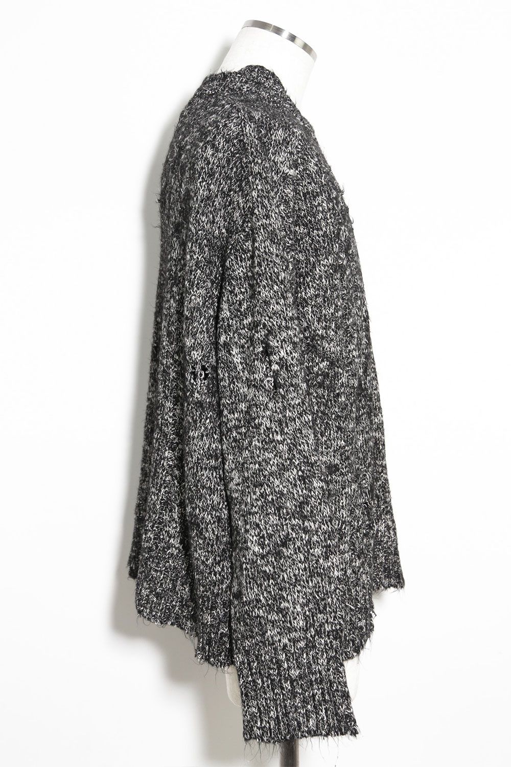 リラックスフィットダメージニット / Damage Knit Top / ブラックミックス / ag-8013