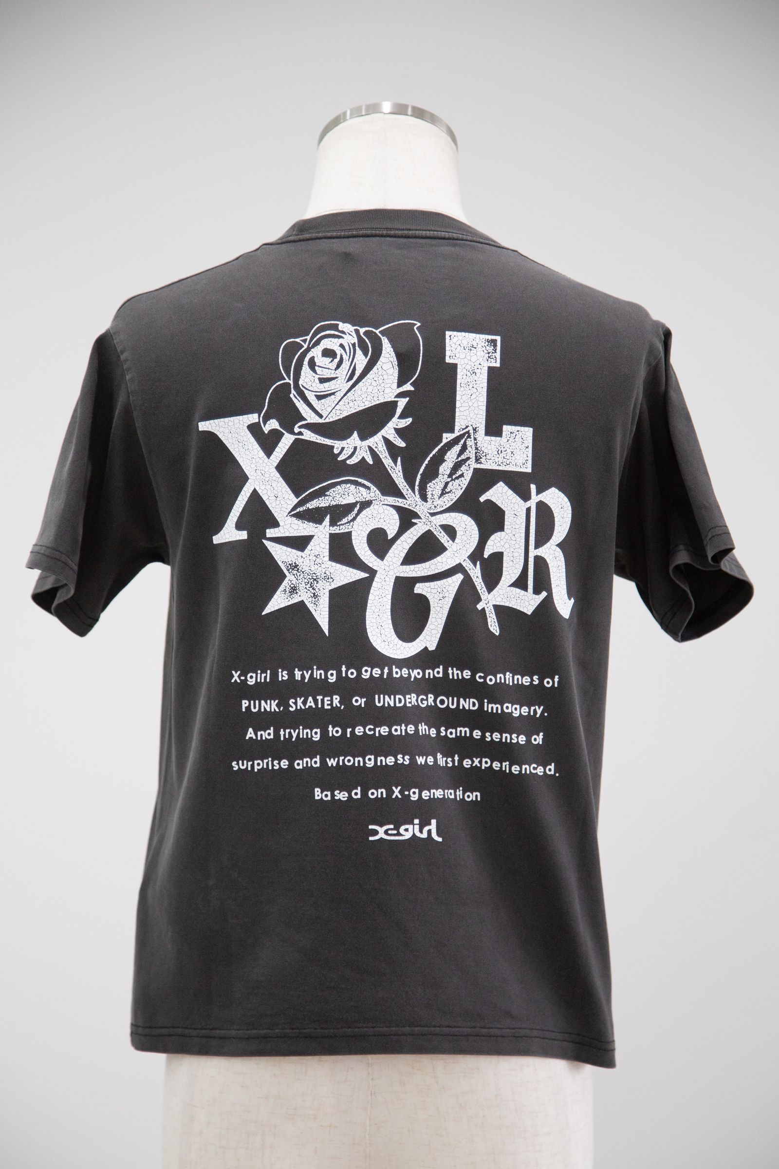 X-girl - ROSE LOGO FADED S/S TEE / ブラック | Tempt