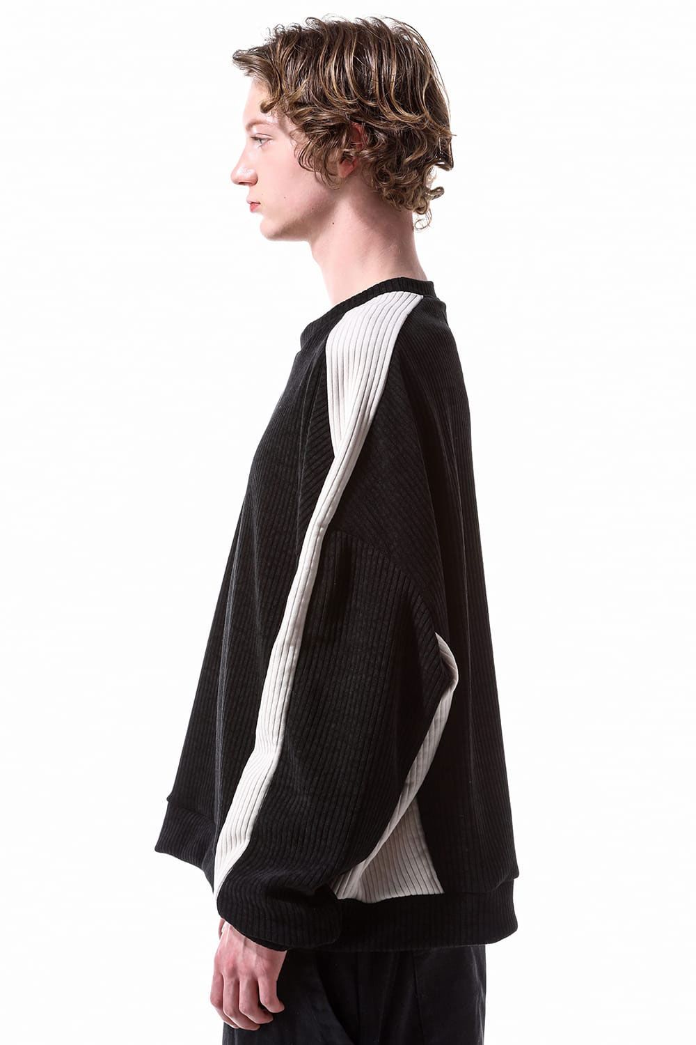 モーデュロイニットトップ / Morduroy Knit Top / ブラック×アイボリー / ag-10091
