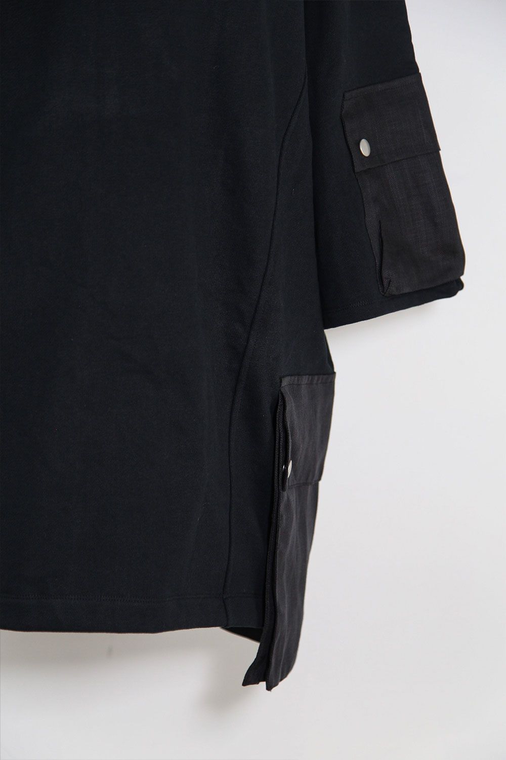 リネンコンビスウェットフーディー / Linen Combi Sweat Top / ブラック / ag-11034