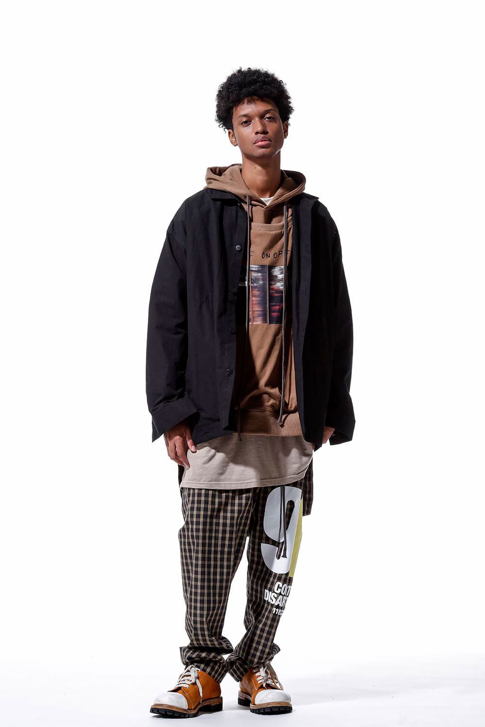 チェックフロントジップサルエルイージーパンツ / Check Front Zip Sarouel Easy Pants / イエロー