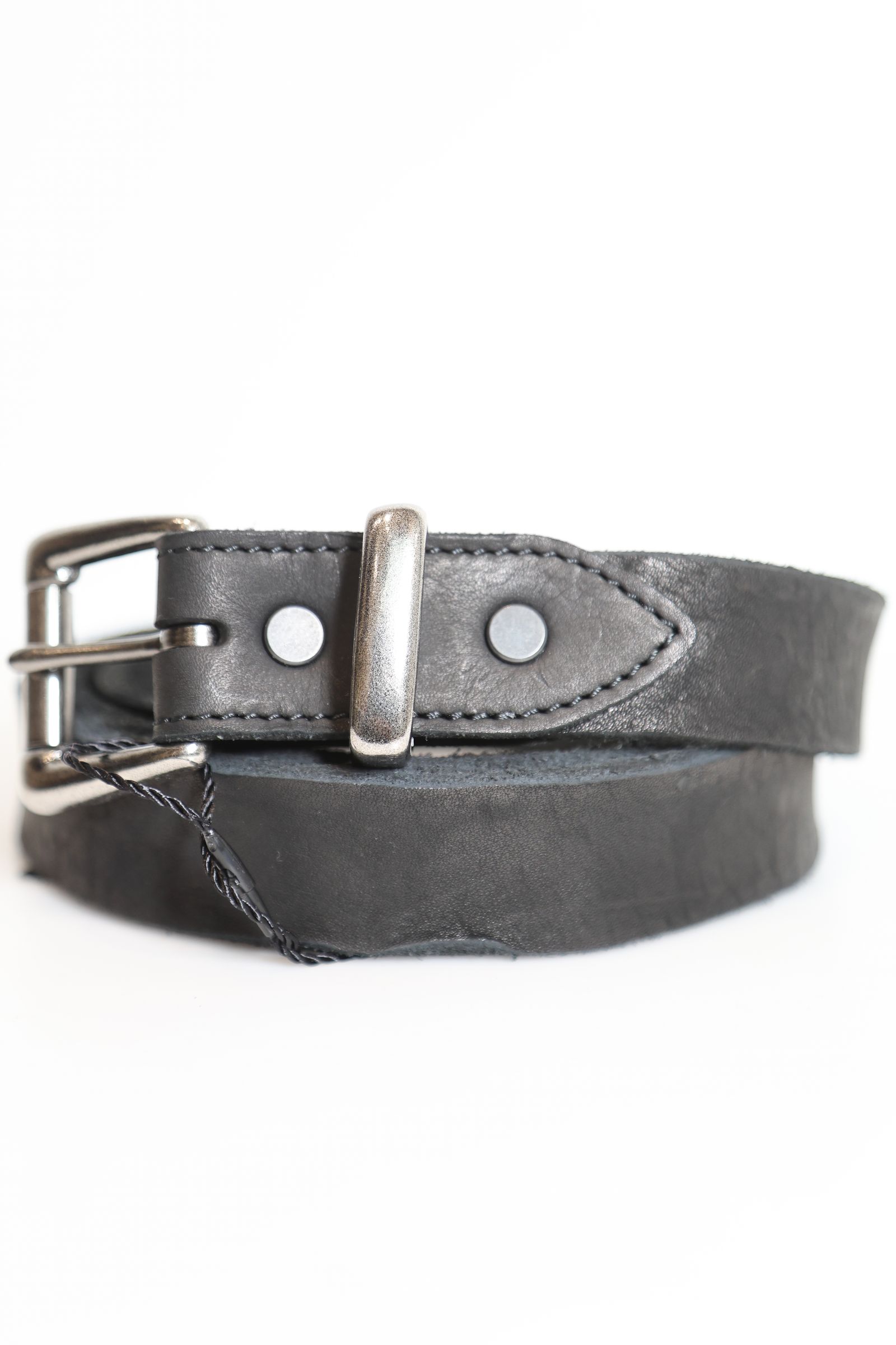 [318-41] JP SHOULDER GARMENT-DYED ROLLER-BUCKLE BELT【30mm】  / ブラック