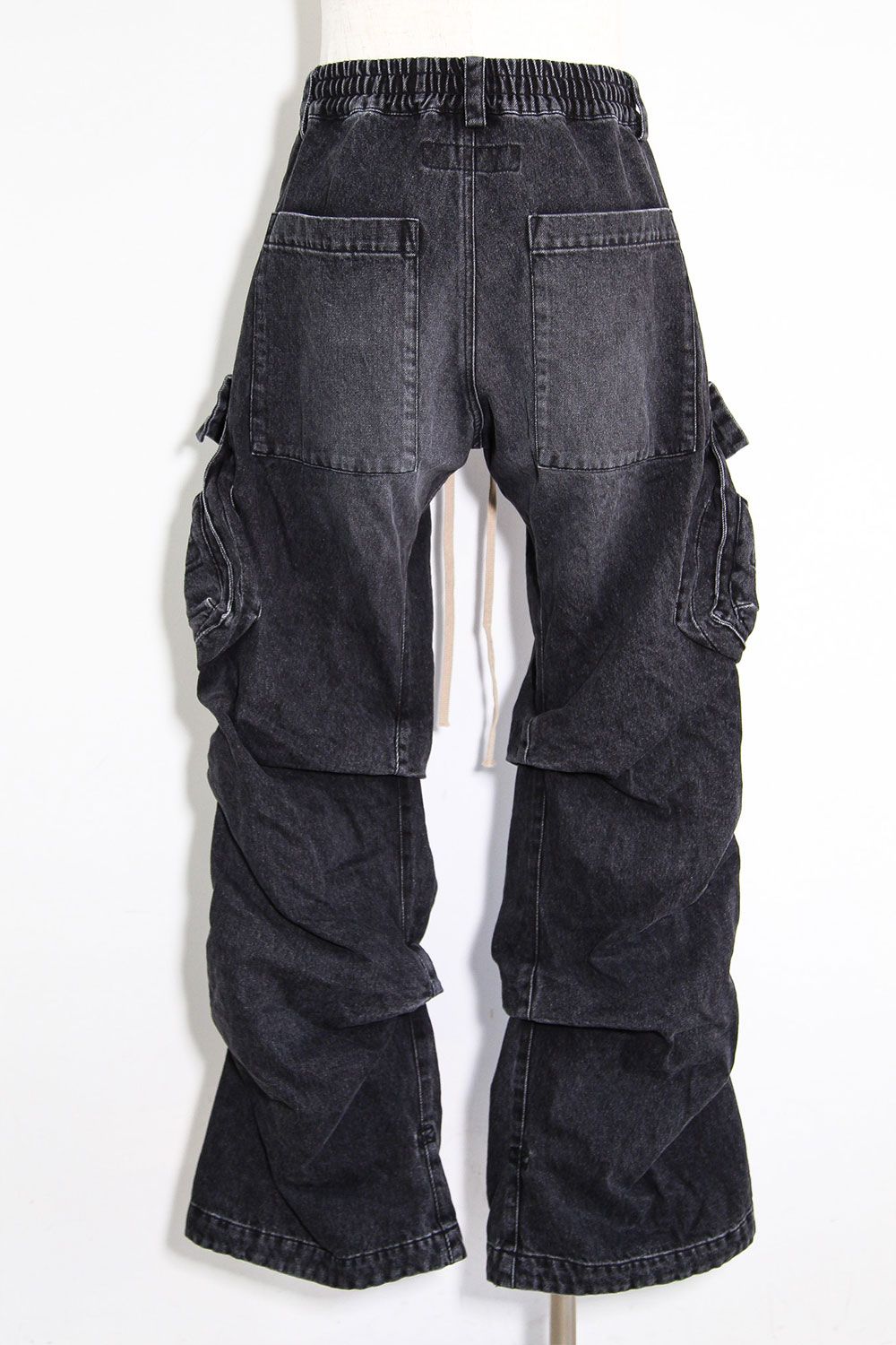デニムカーゴタックバギーパンツ / Denim Cargo Tuck Baggy Pants / ブラック / ag-11018-3