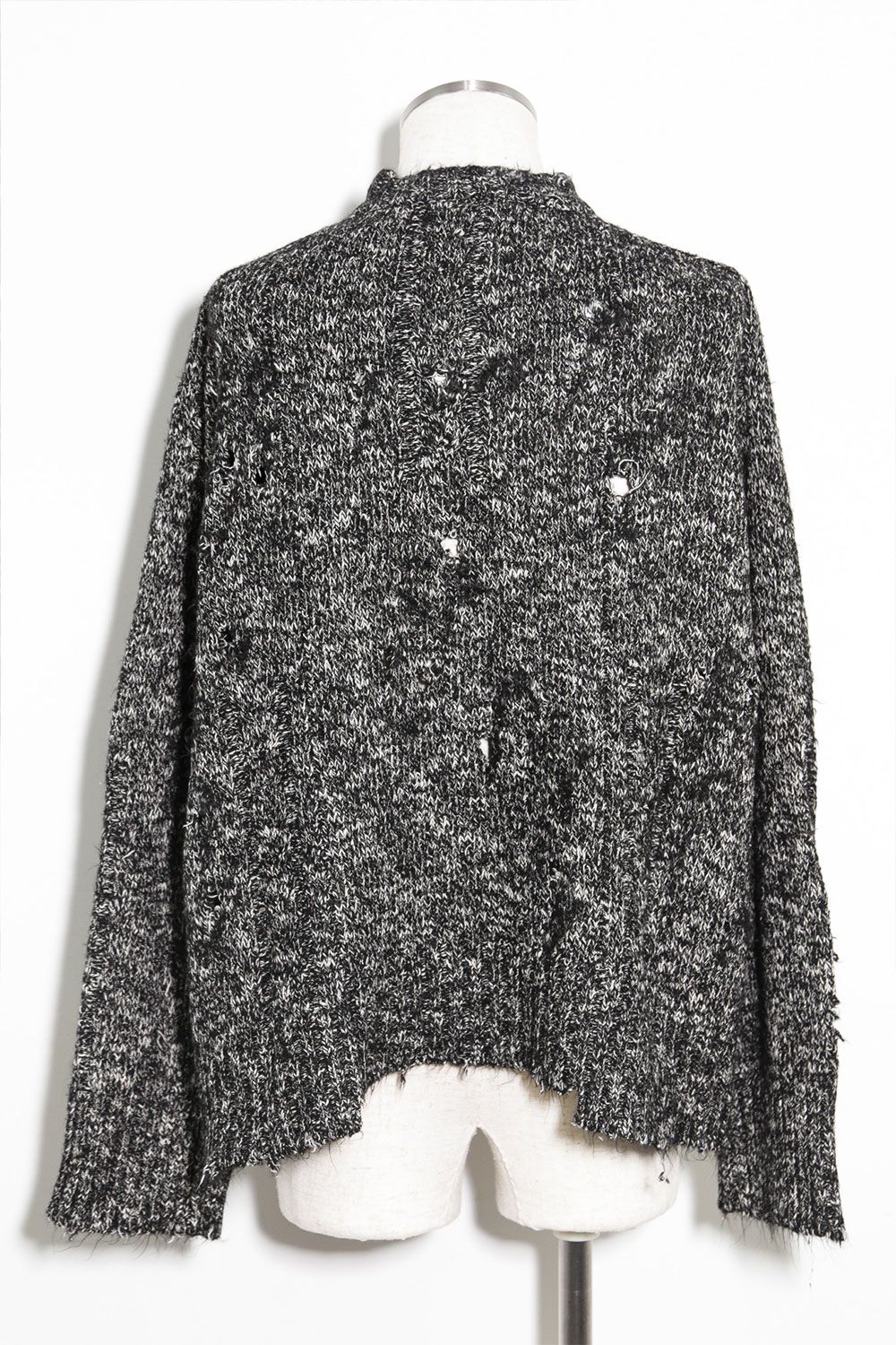 リラックスフィットダメージニット / Damage Knit Top / ブラックミックス / ag-8013