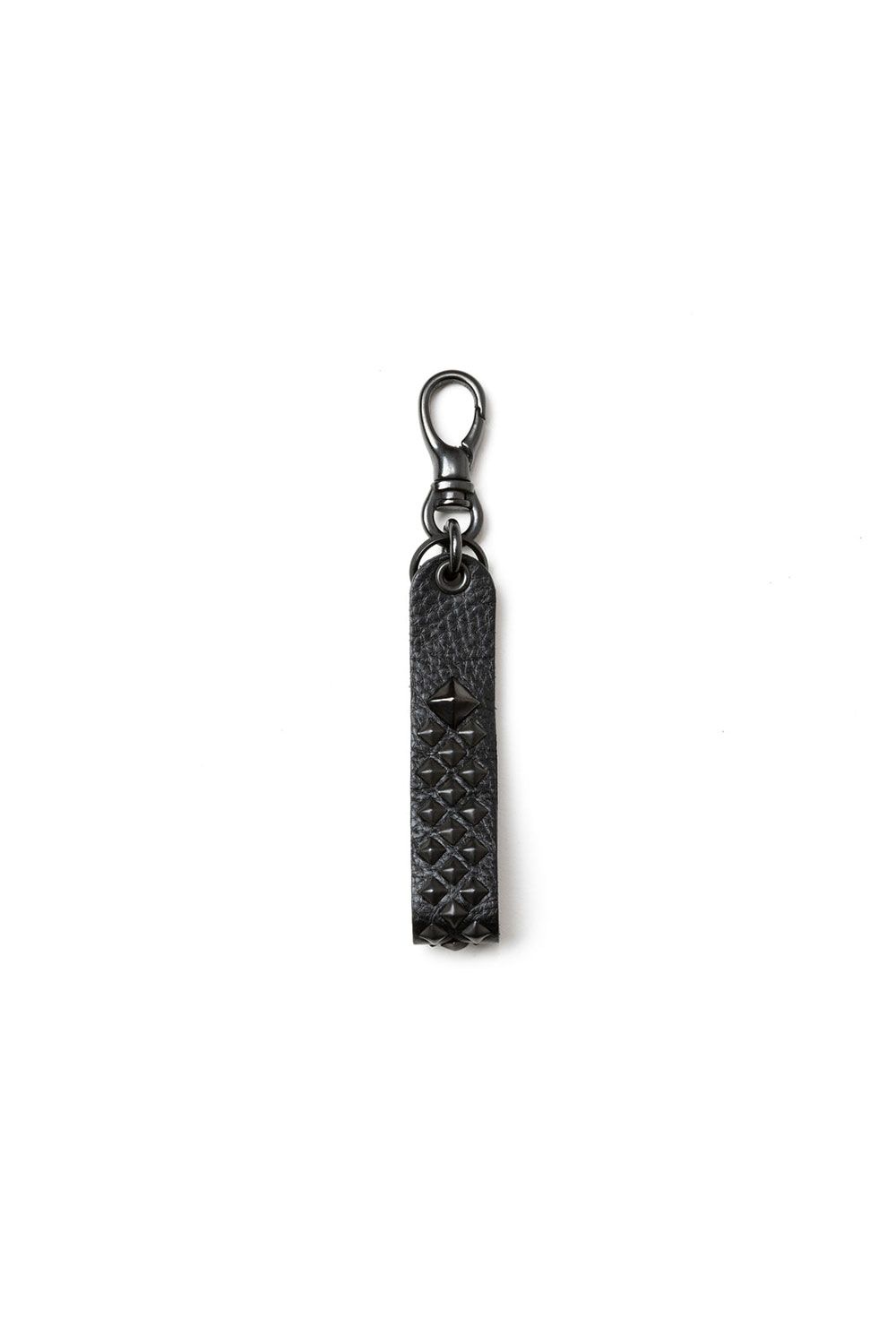 STUDS LEATHER FLAT KEY RING / ブラック