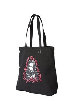 HAND DRAWN LOGO AND FACE TOTE BAG / ブラック