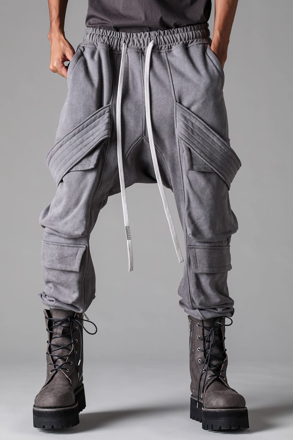 French Terry Belt Cargo Sarouel Easy Pants
