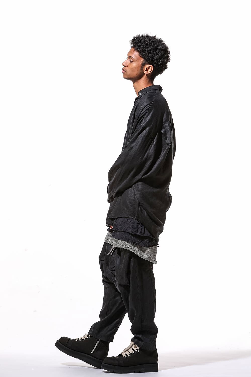ヘリンボーンサルエルワイドパンツ / Heringbone Sarouel Wide Pants / ブラック / ag-9033