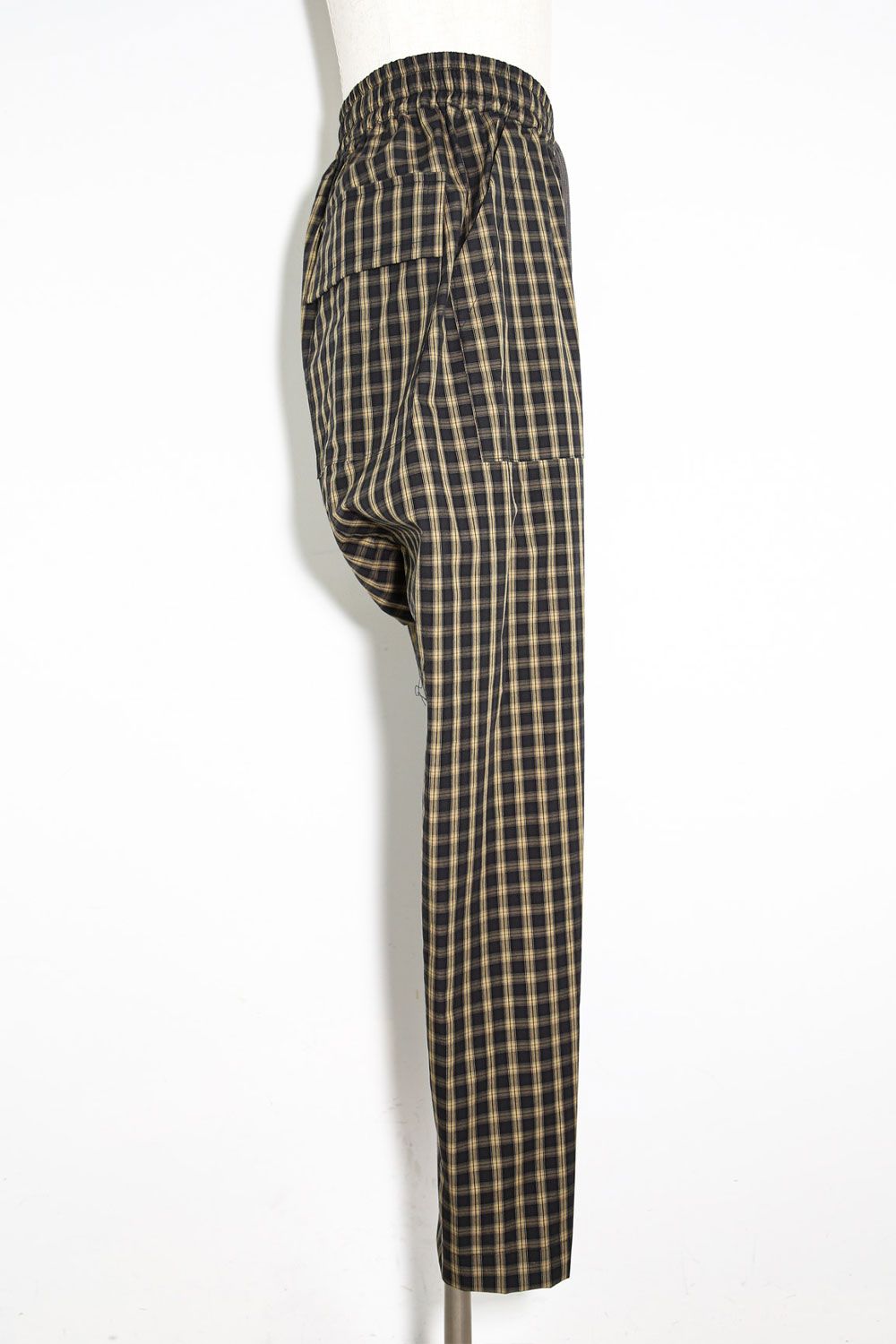 チェックフロントジップサルエルイージーパンツ / Check Front Zip Sarouel Easy Pants / イエロー