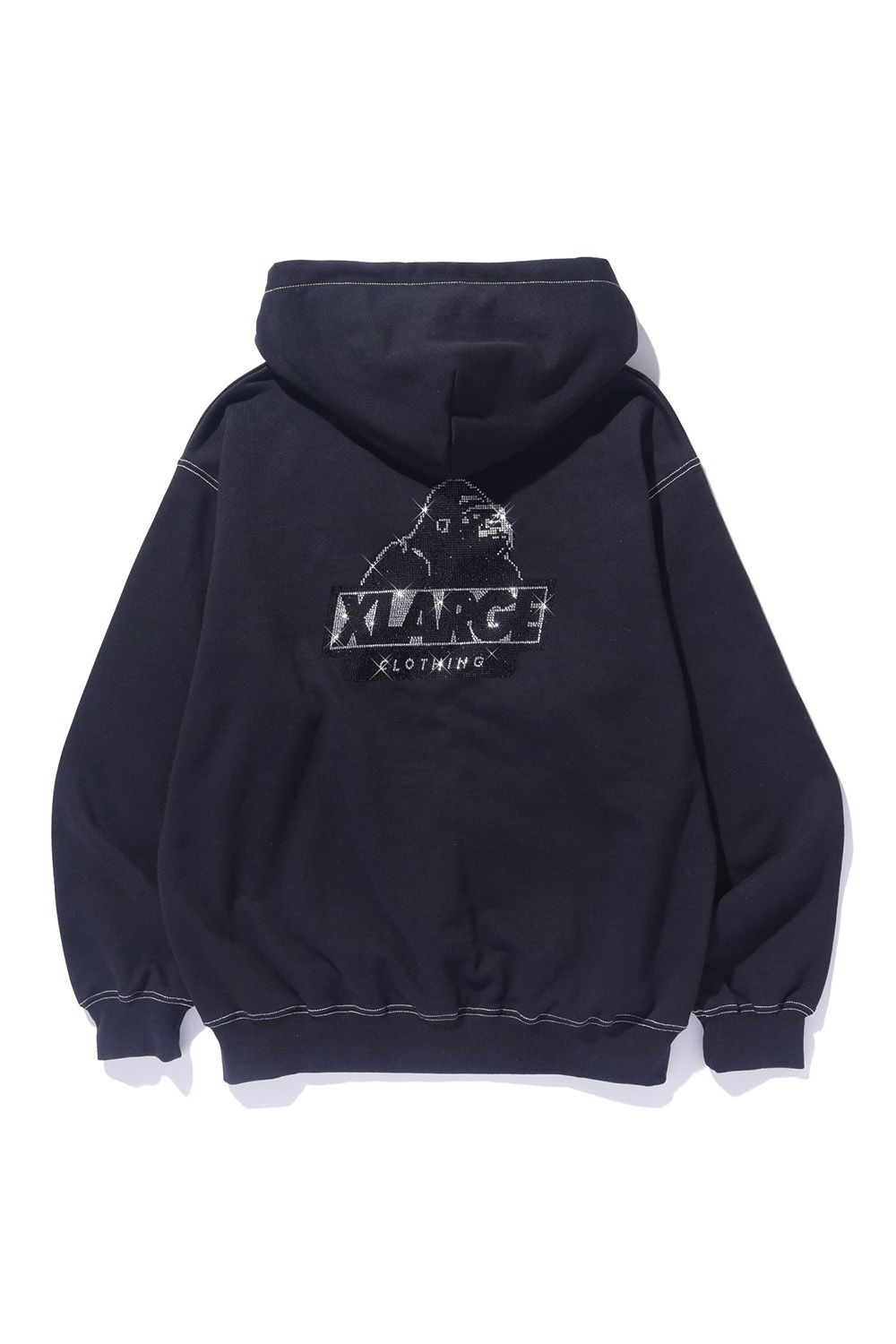 RHINESTONE OG ZIP HOODED SWEATSHIRT / ブラック