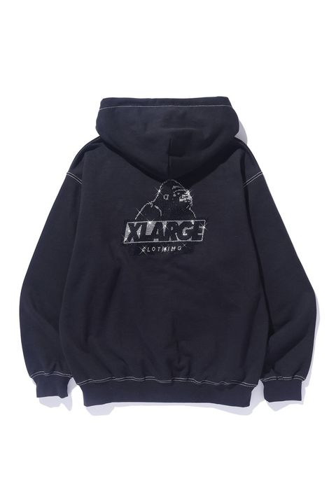 RHINESTONE OG ZIP HOODED SWEATSHIRT / ブラック