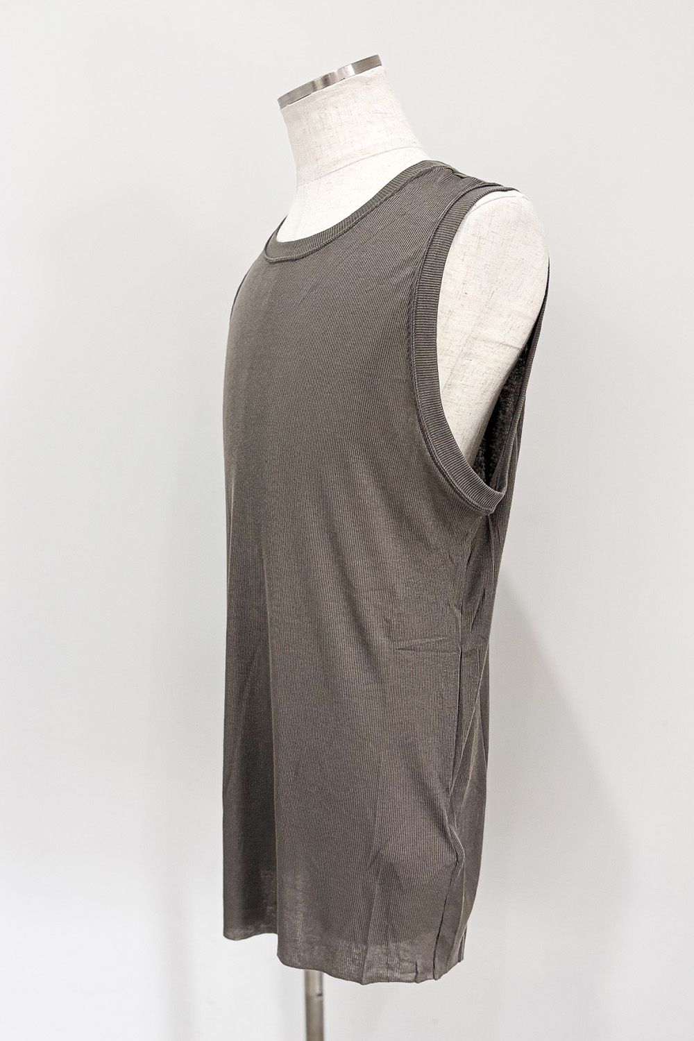 RIB LONG TANK TOP / グレー