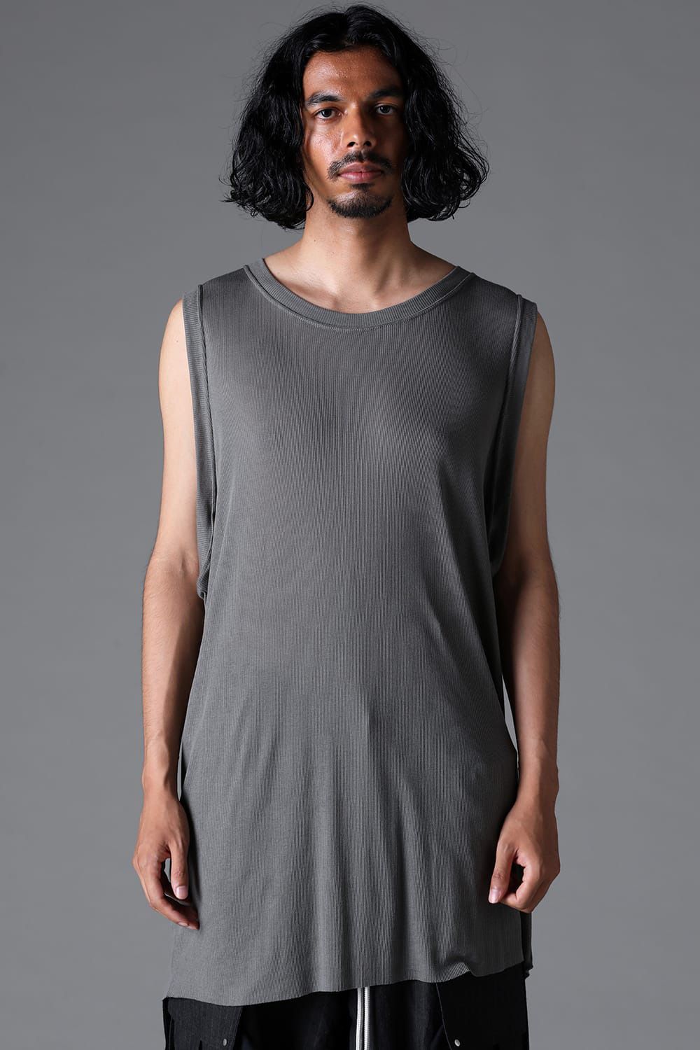 RIB LONG TANK TOP / グレー
