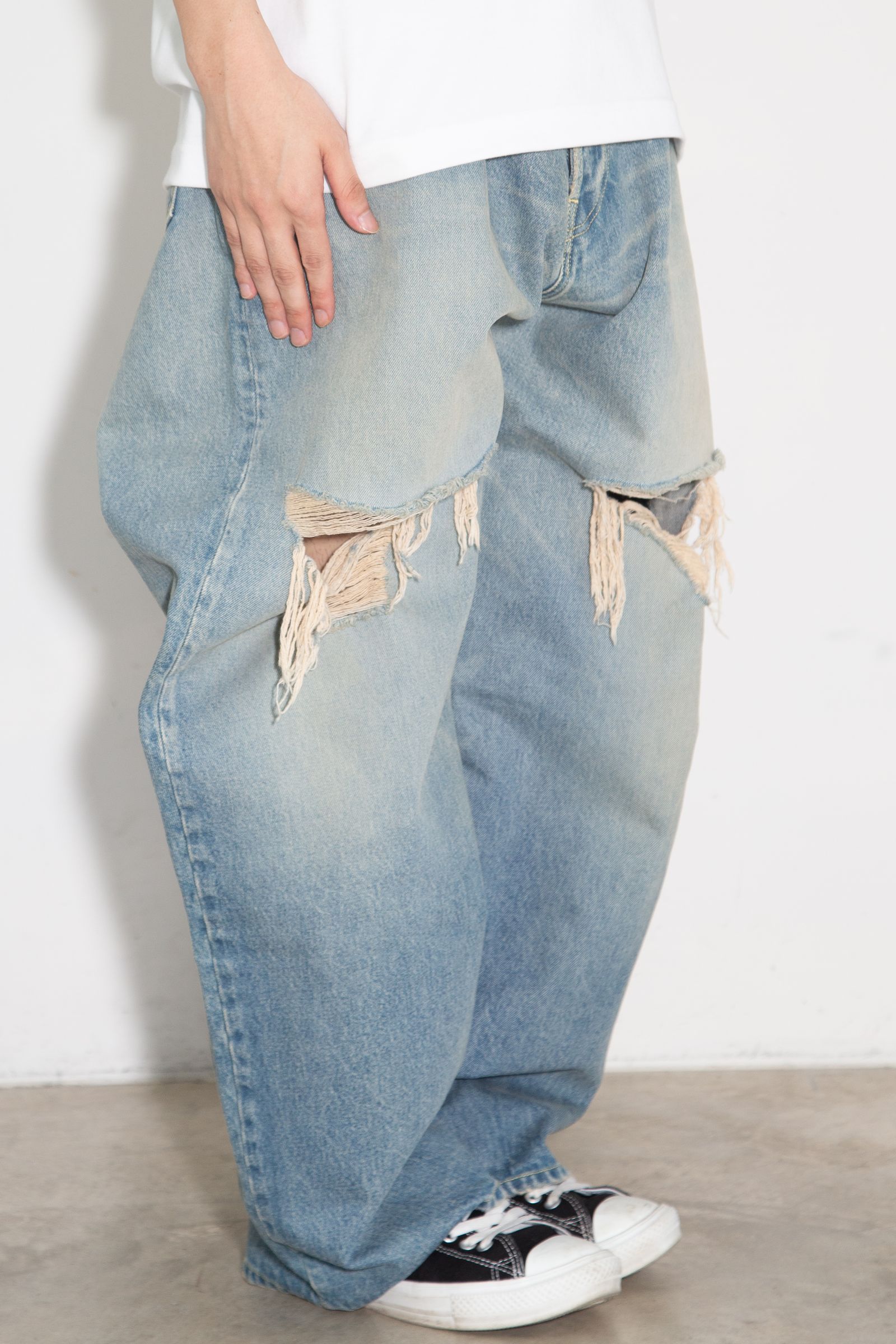 [ラスト1点 サイズ46] Damaged Buggy Denim Jeans / ブルー