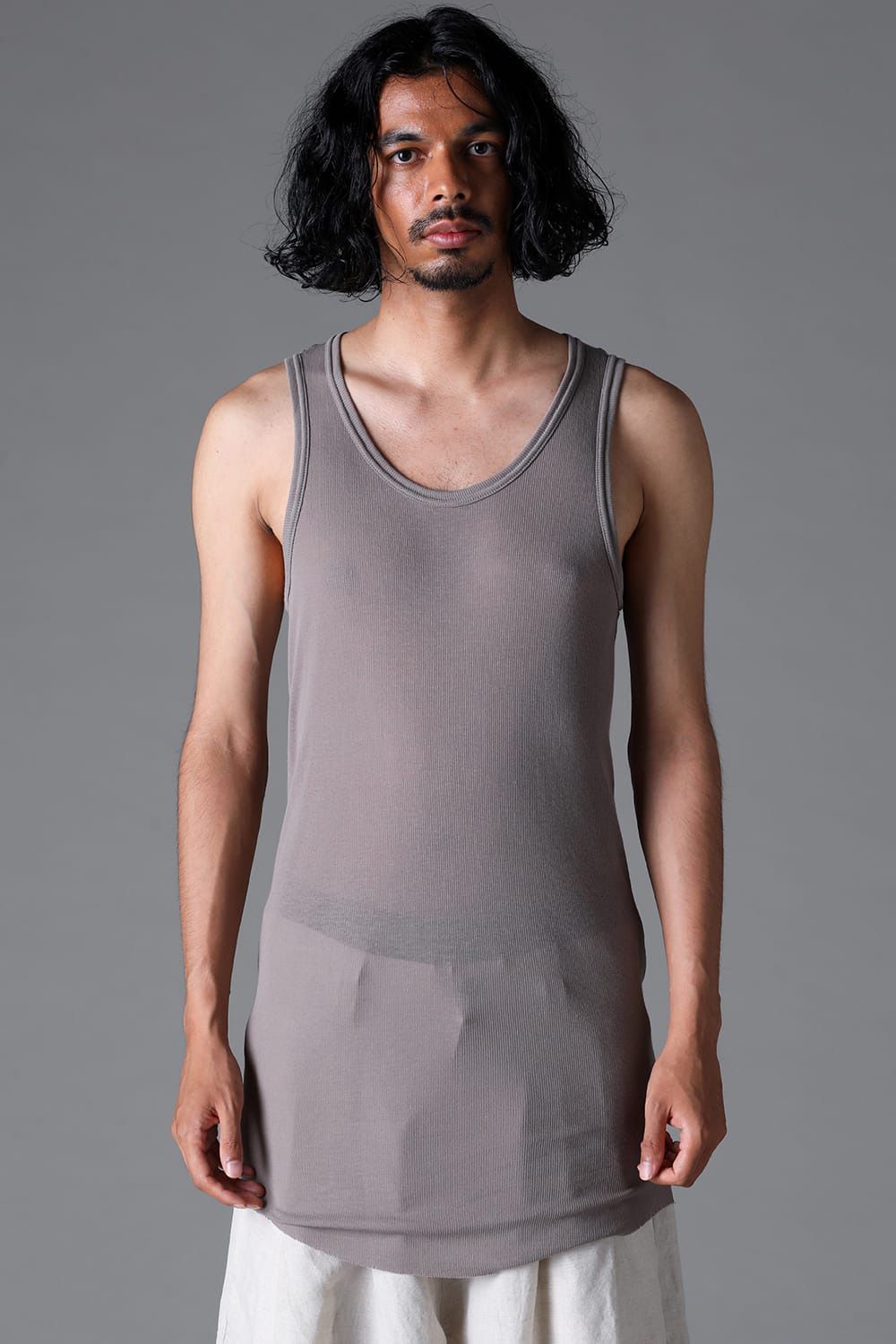 A.F ARTEFACT - ラウンドリブタンクトップ / RIB TANK / グレージュ