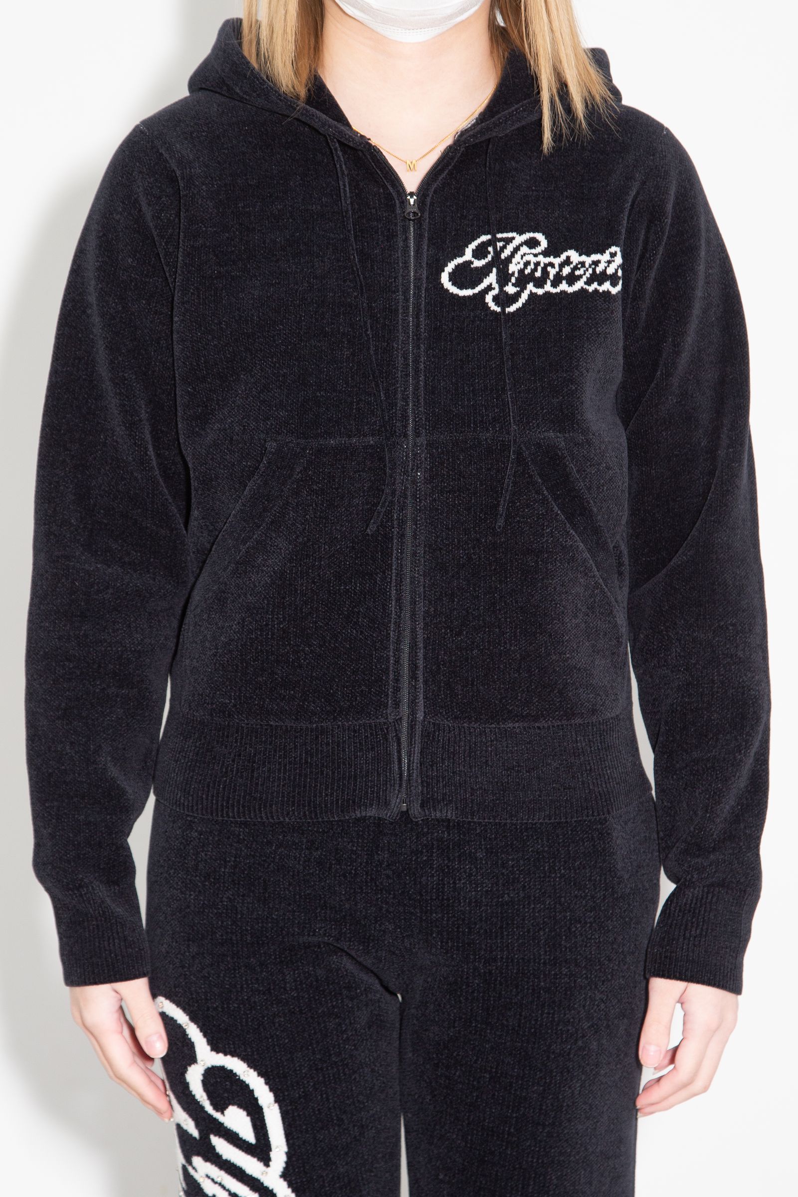 【セットアップ】HYSTERIC GIRL編込 パーカー・HYSTERIC GLAMOUR編込 フレアパンツ / ブラック