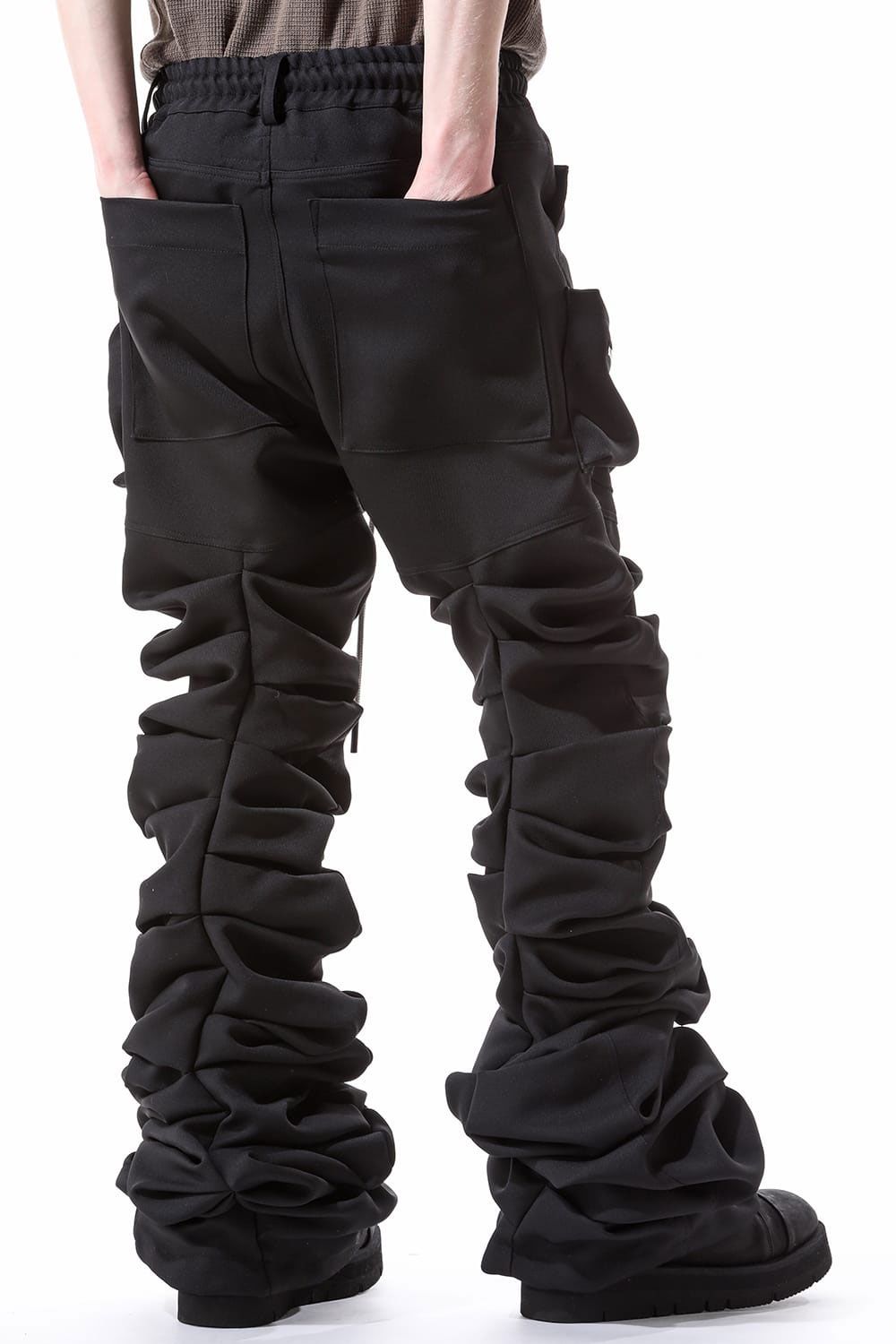 ツイル"モンスタータック"フレアバギーパンツ / Twill Tuck Flare Baggy Pants / ブラック / ag-10031-3