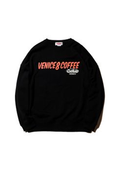 ×VENICE8 COFFEE HOUSE®️ CAW DROPSHOULDER CREW NECK SWEAT / ブラック