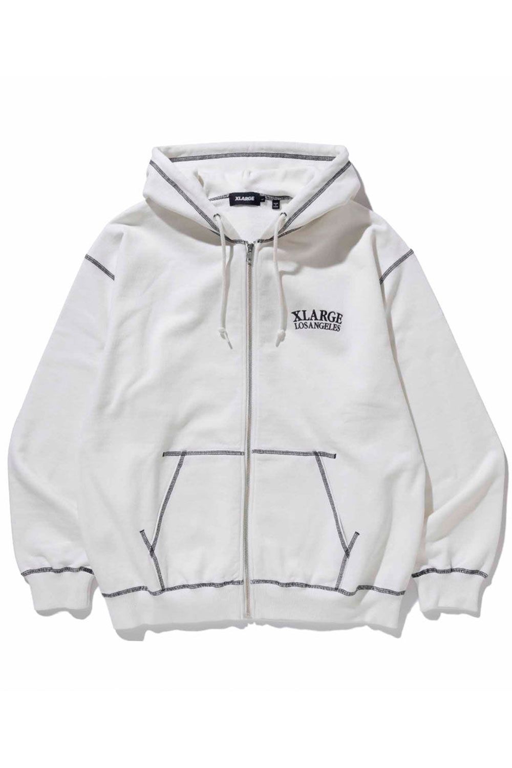 XLARGE - CONTRAST STITCH ZIP HOODED SWEATSHIRT / オフホワイト | Tempt