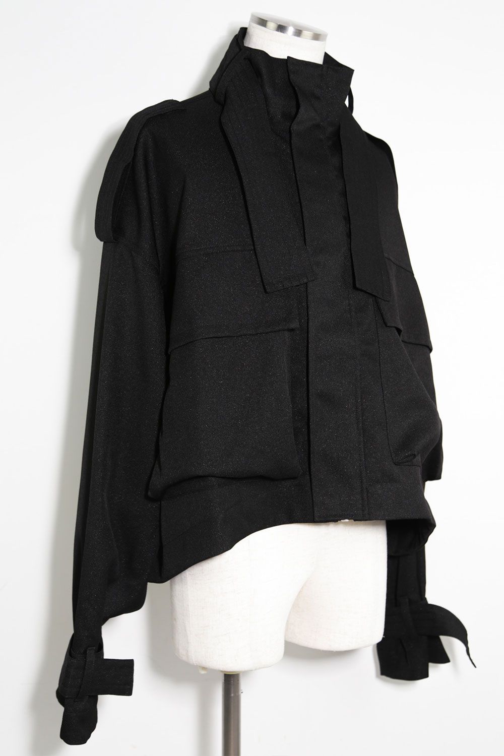 ツイルミリタリーブルゾン / Twill Cropped Military Blouson / ブラック / ag-10026-1