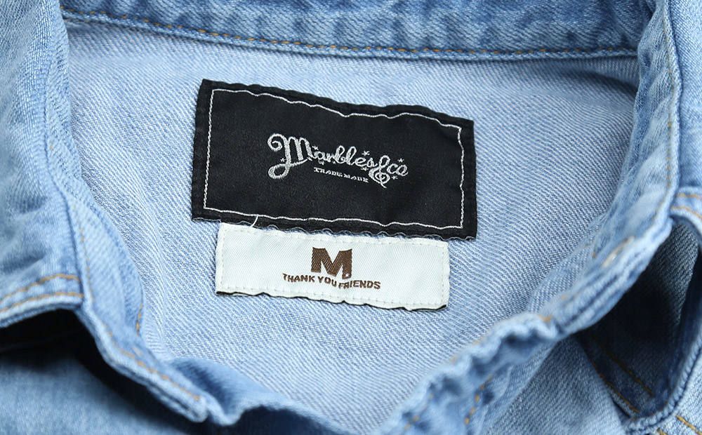Marbles ストライプ デニムシャツ M M×Marbles 『My Fuckin' Dream』デニムシャツ | HardiVague