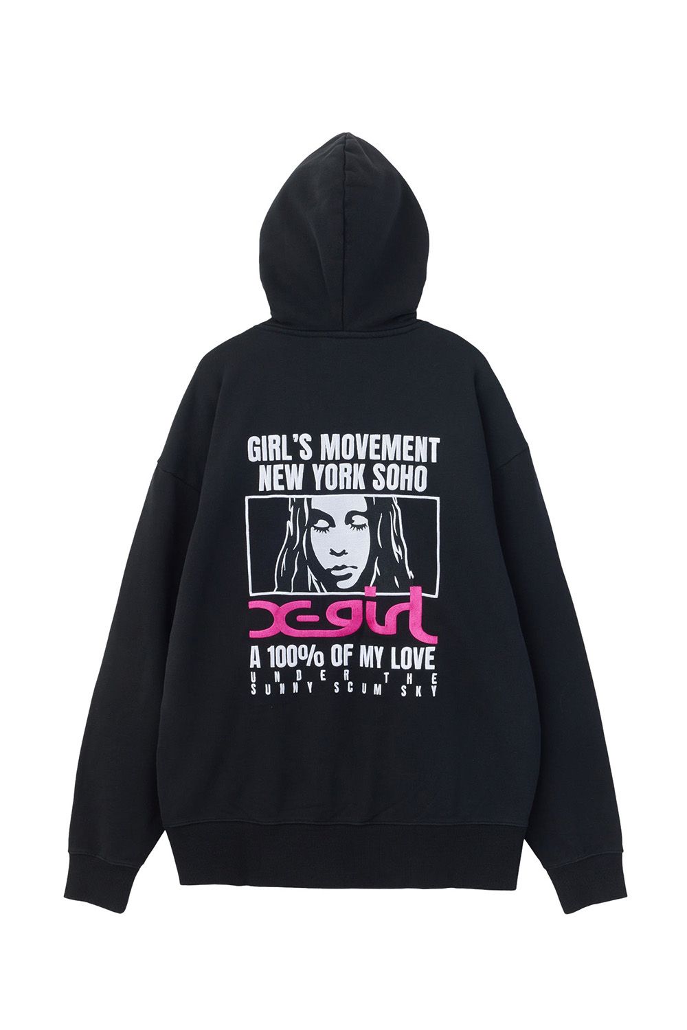 FACE BOX AND MESSAGE ZIP UP SWEAT HOODIE / ブラック