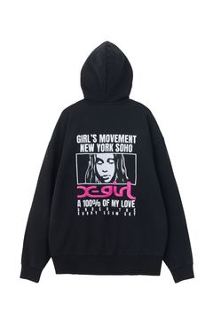 FACE BOX AND MESSAGE ZIP UP SWEAT HOODIE / ブラック