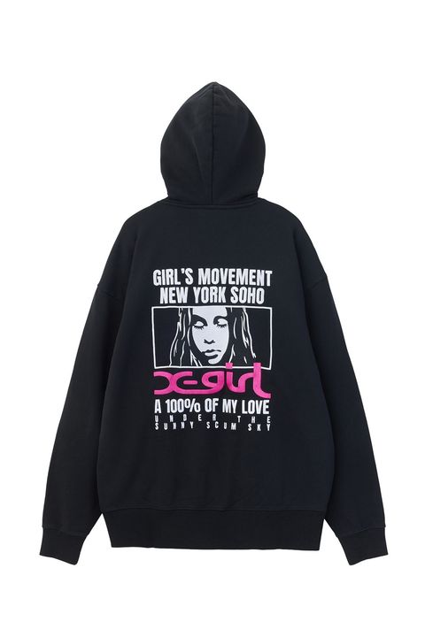 FACE BOX AND MESSAGE ZIP UP SWEAT HOODIE / ブラック