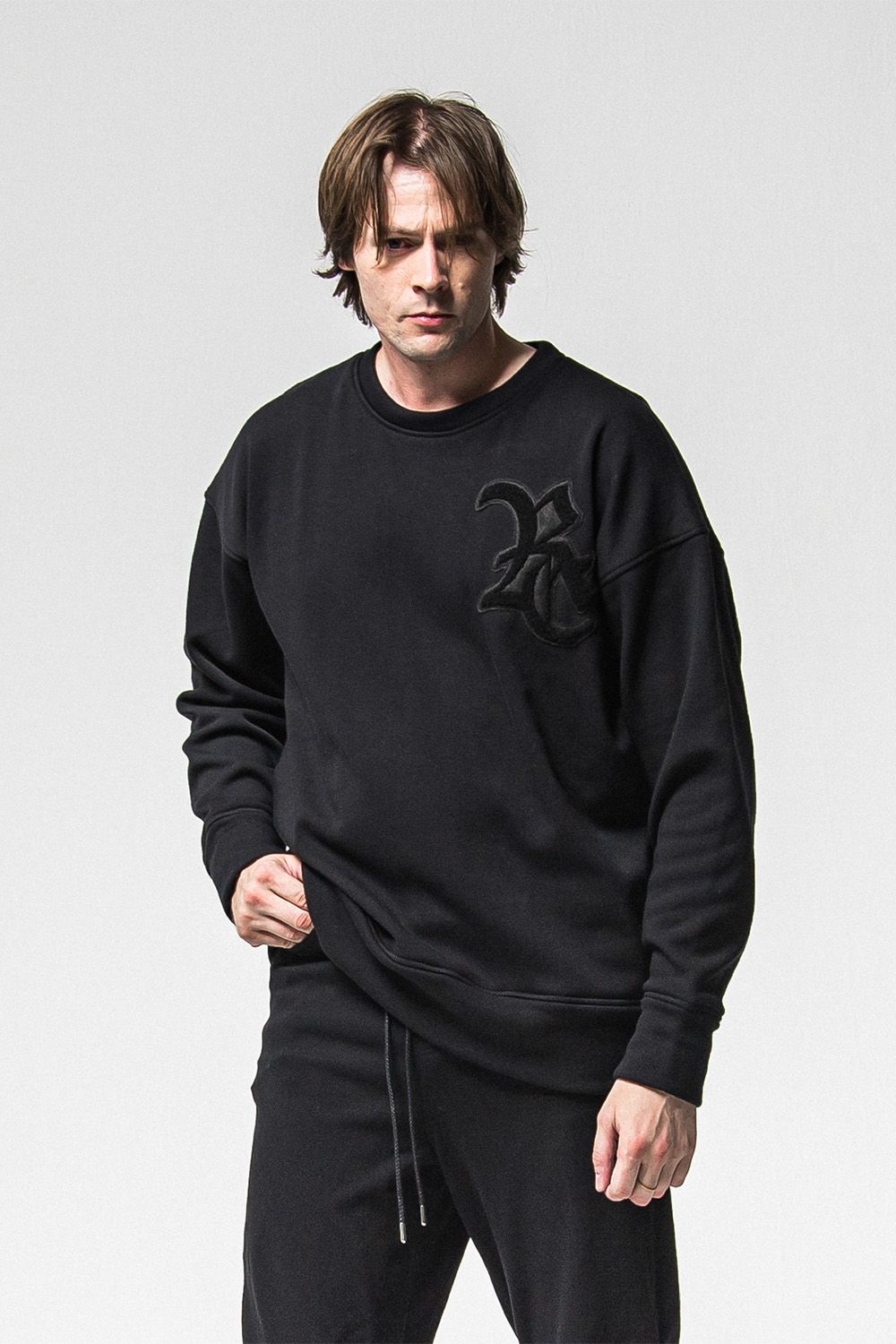 RC chenille velours fleece drop trainer / ブラック