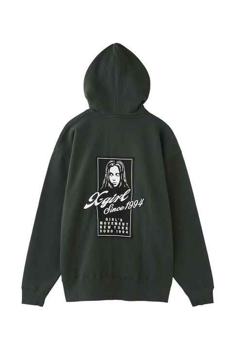 FACE BOX PATCH ZIP UP SWEAT HOODIE / チャコール