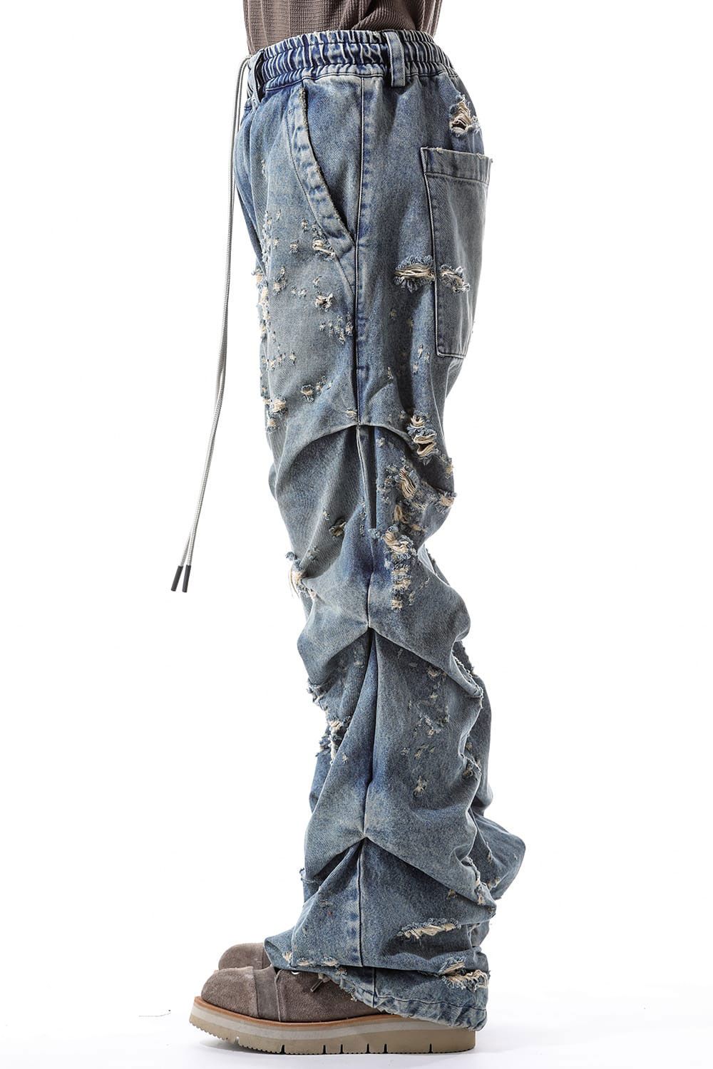 Denim Tuck Slim Baggy Pants / インディゴ