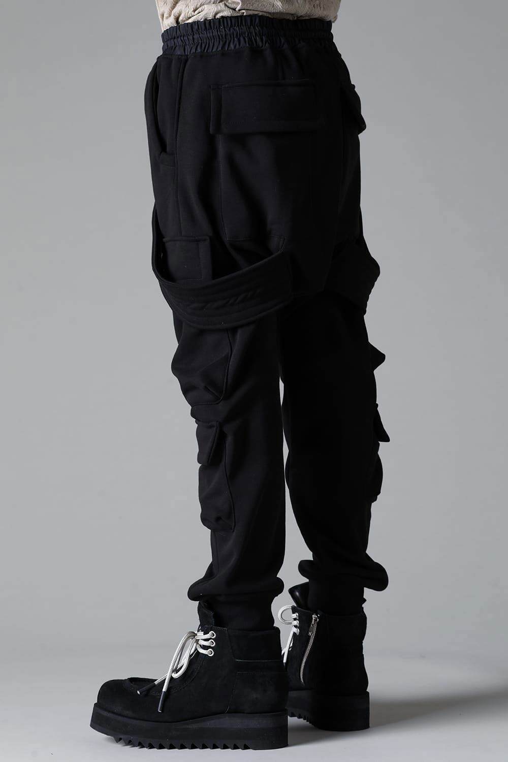 ボンバーヒートベルトカーゴサルエルスウェットパンツ / Bomber Heat Belt Cargo Sarouel Pants / ブラック / ag-10059