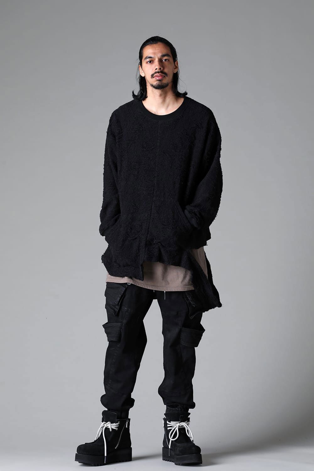 アシンメトリークルーネック / ASYMMETRY CREW NECK / ブラック / ag-12081-2
