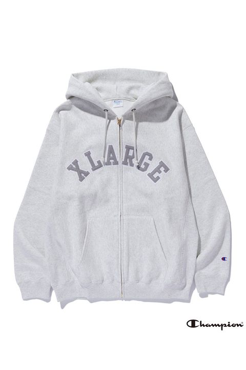 【セットアップ】XLARGE×Champion REVERSE WEAVE ZIP HOODED SWEATSHIRT・PANTS / アッシュ