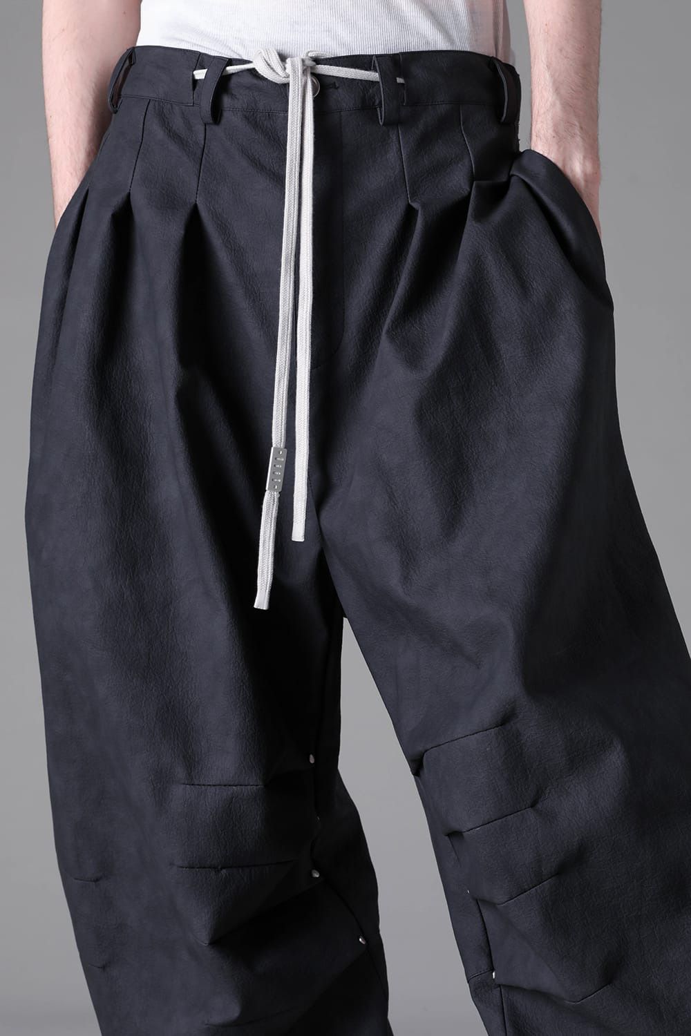 Vegan Leather Tuck Wide Pants