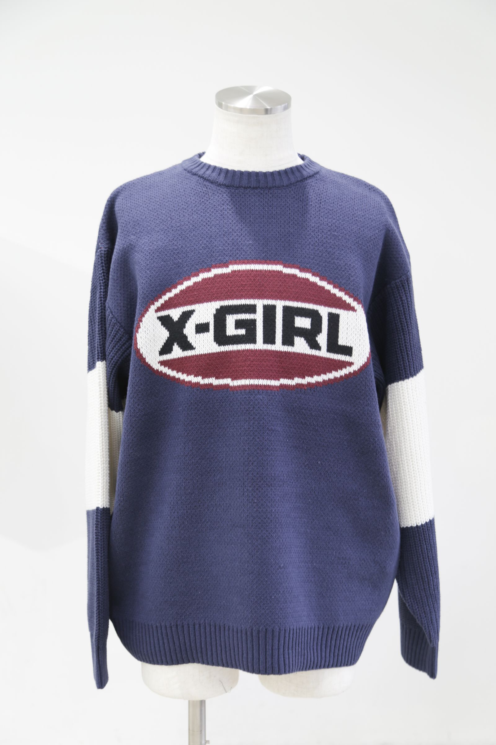 X-girl - ［ラスト1点］BICOLOR OVAL LOGO JACQUARD KNIT TOP